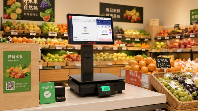 水果店称重慢、找品乱？京东收银D6称重收银AI一体秤把识别、收银和打印放一台